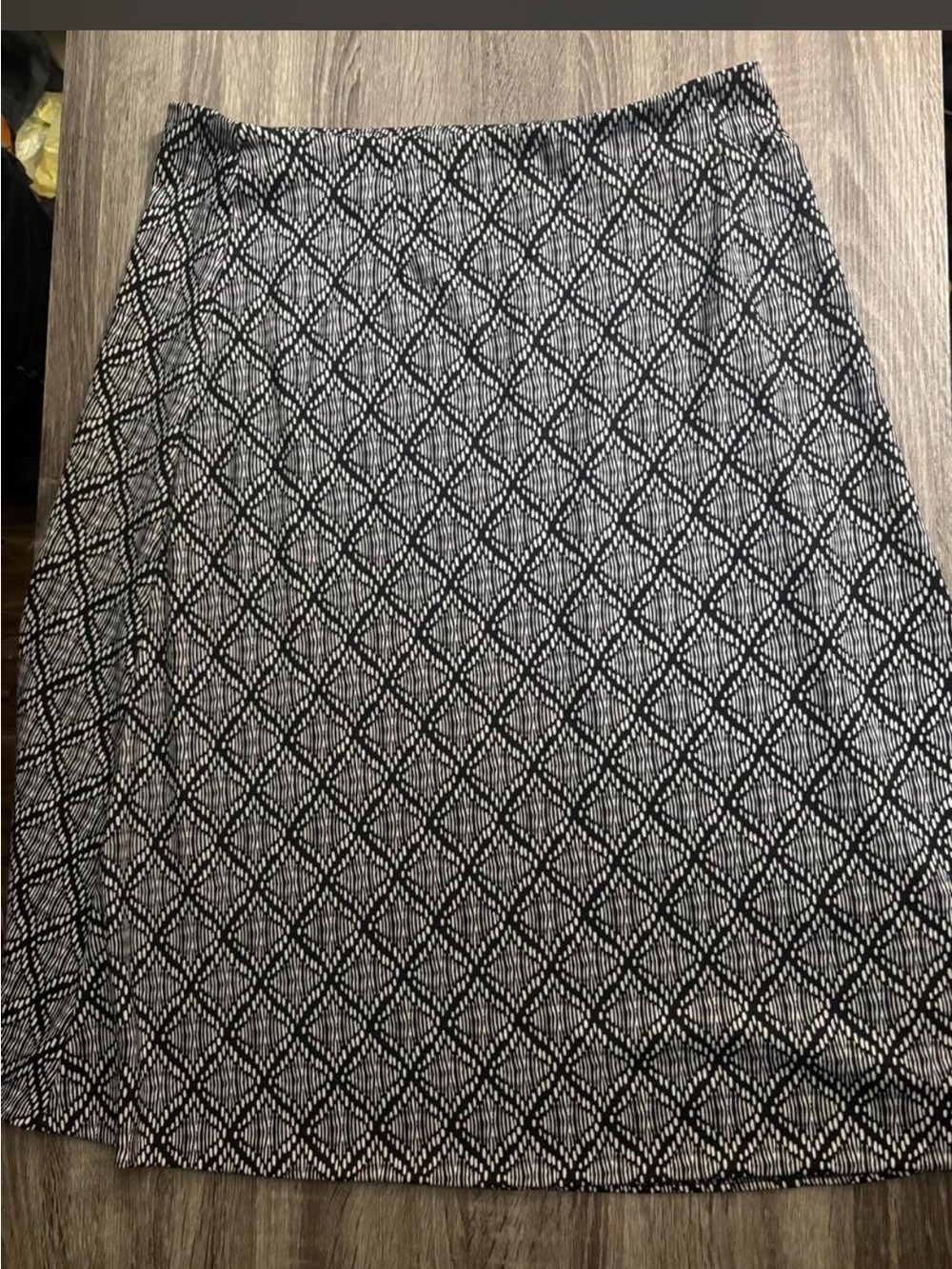 Cato Black & White Geometric A-Line Skirt